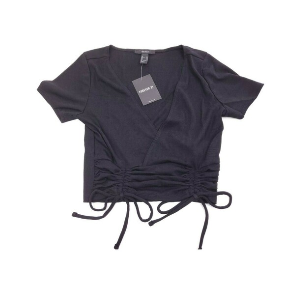 FOREVER 21 Tops - Forever 21 Black Knit Scrunch Crop Top Size S
